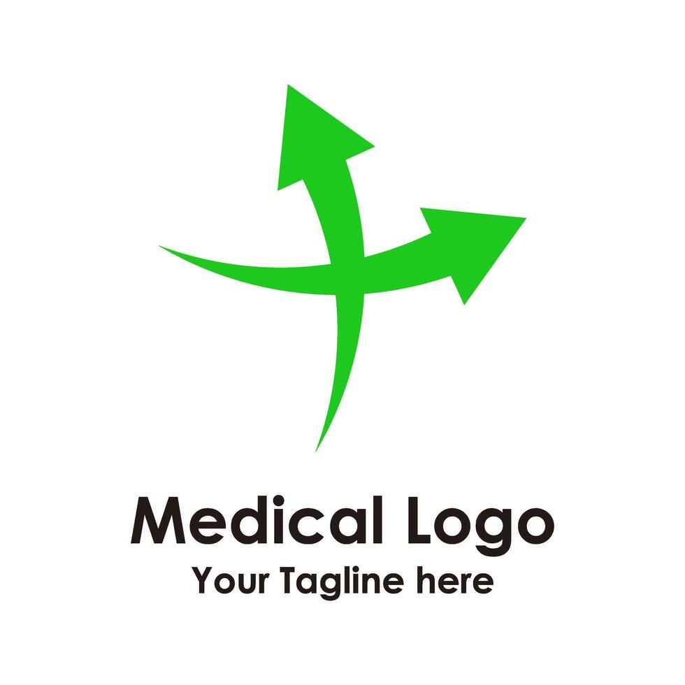 Medical logo design with green arrows vector