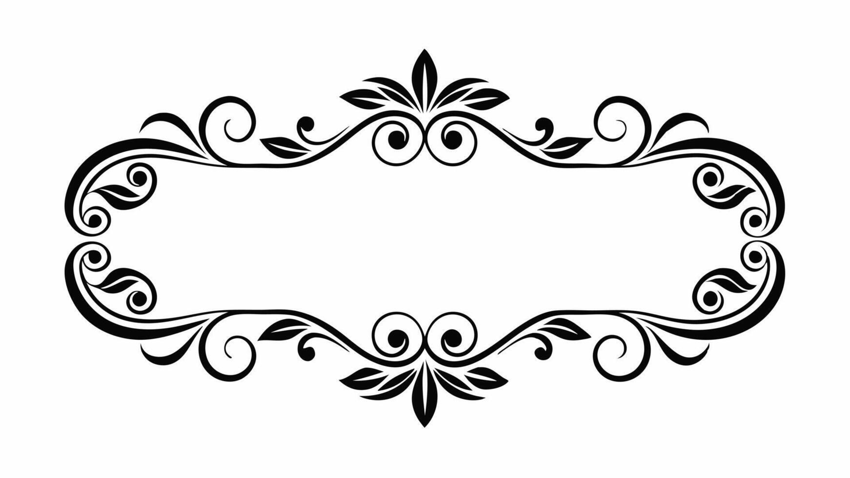 A black and white ornate frame with a scroll vector