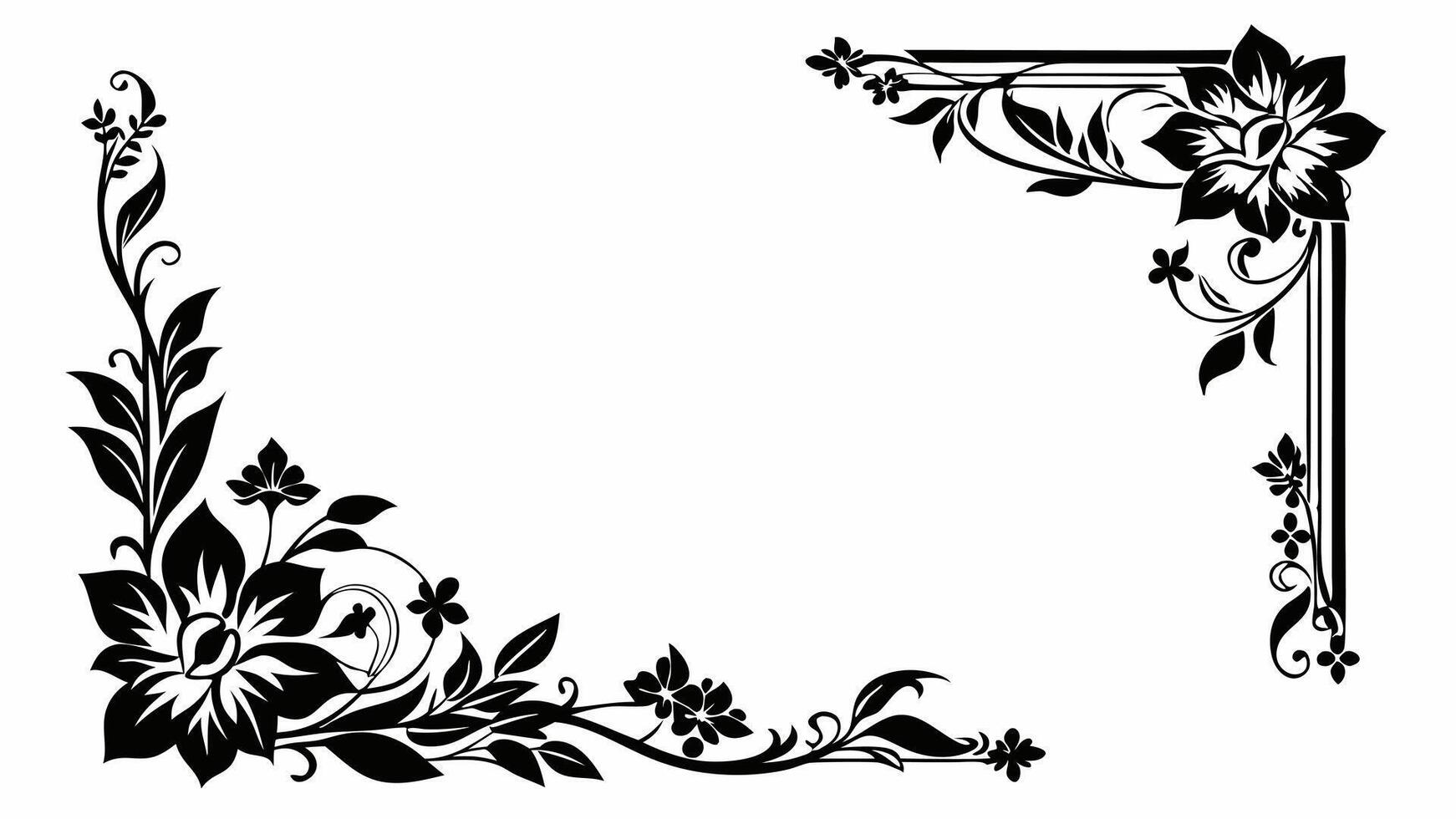 A black and white floral border vector