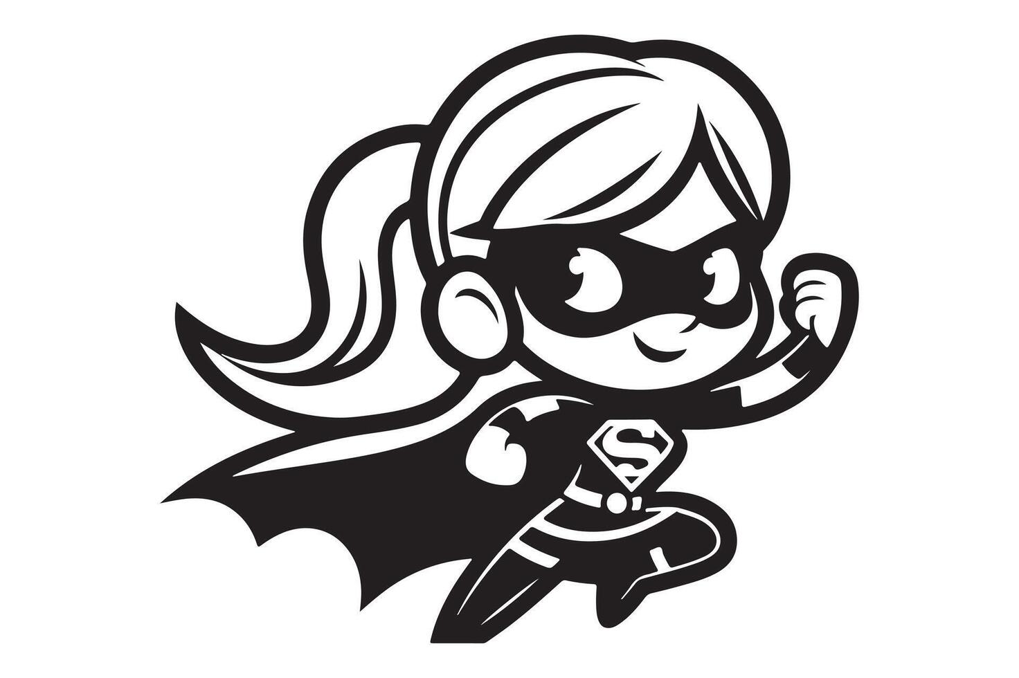 Strong Female Superhero Silhouette in Black vector