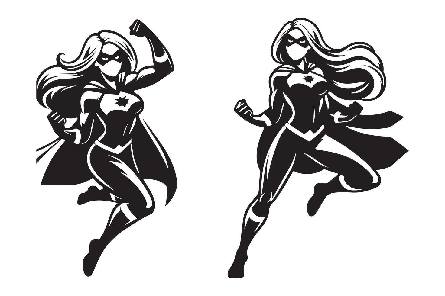 Black Female Hero Silhouette Illustration vector