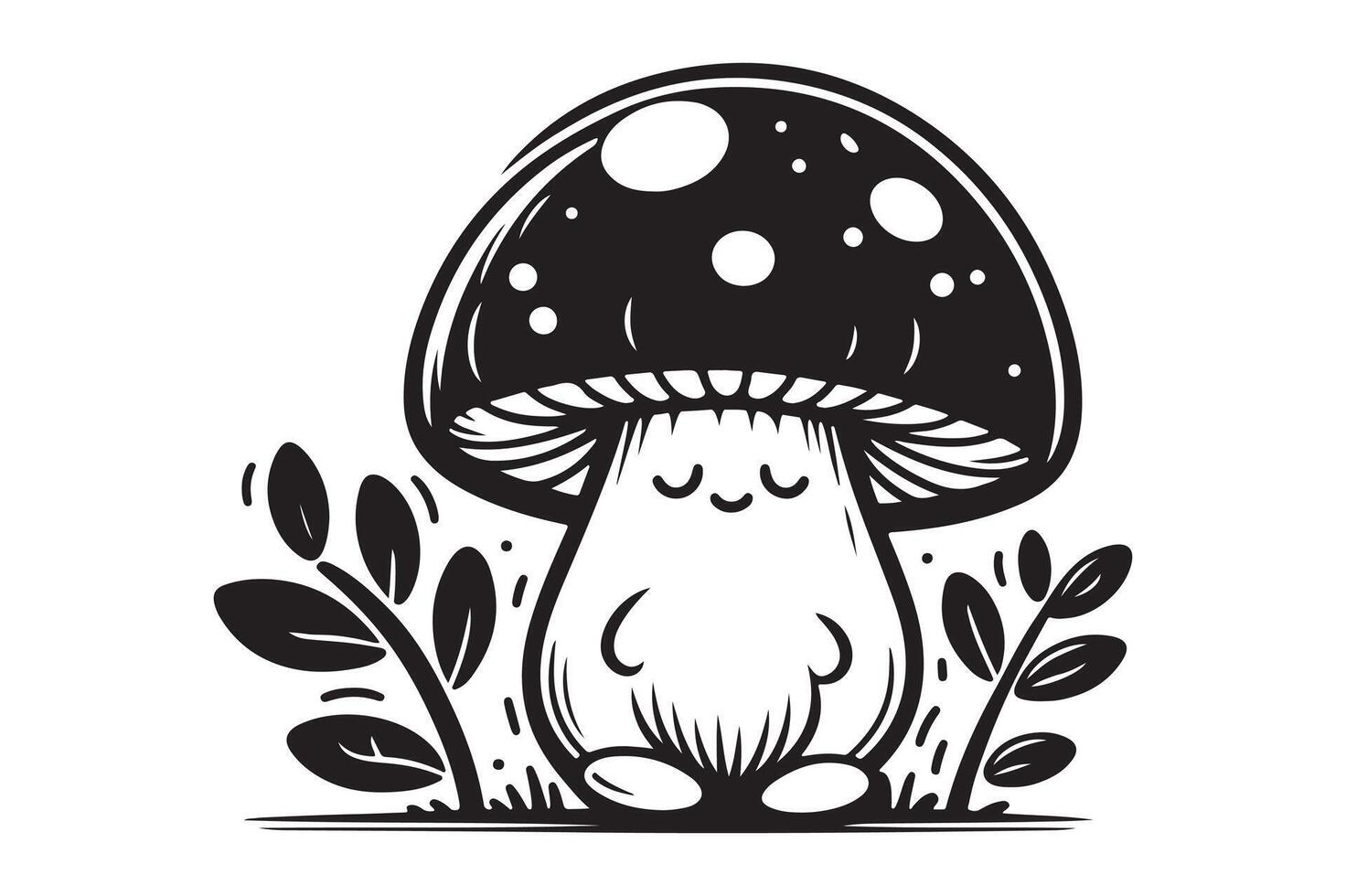 Black Mushroom Silhouette Icon vector