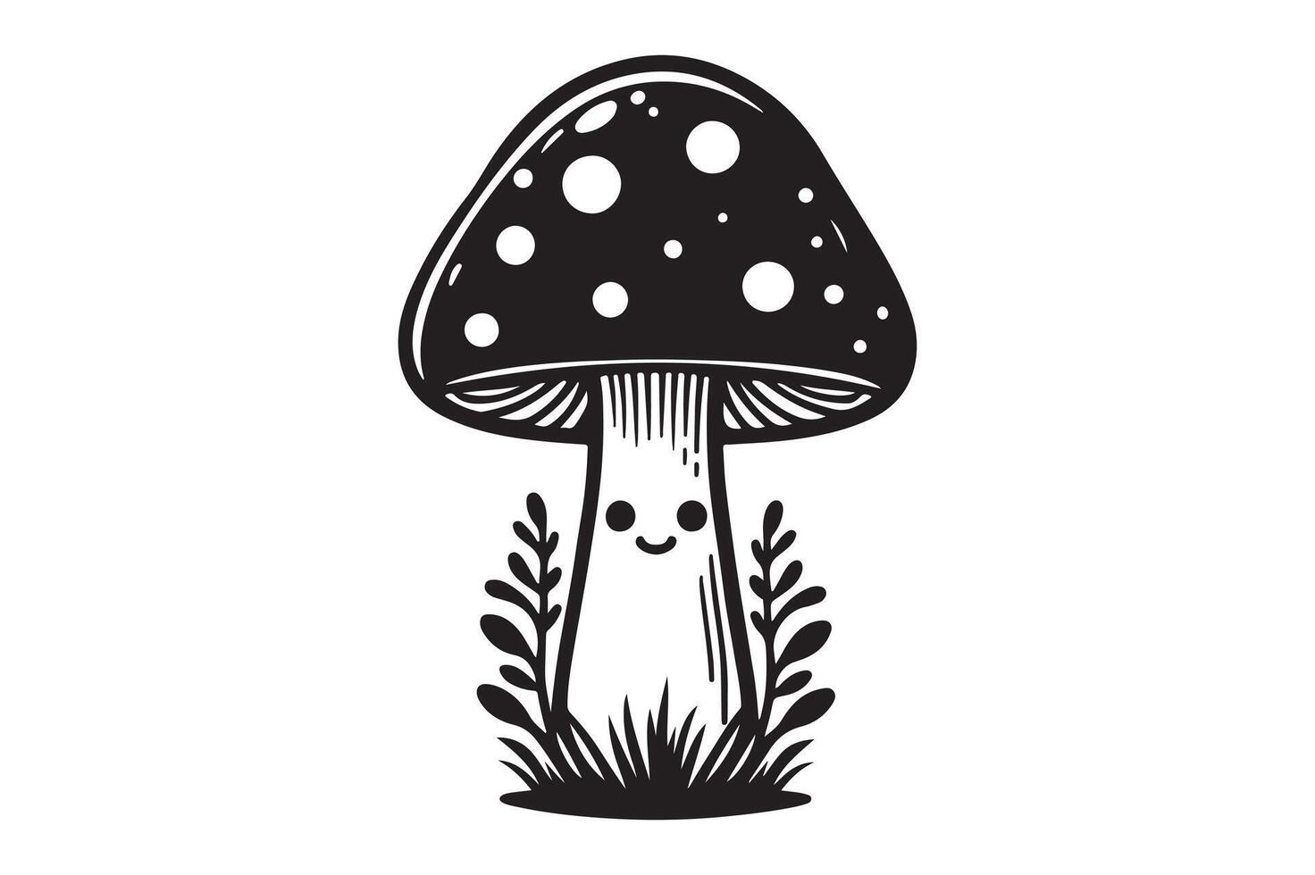 Simple Mushroom Silhouette Art vector