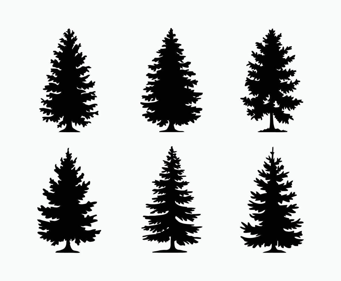 Pine trees silhouette EPS file illustration template vector