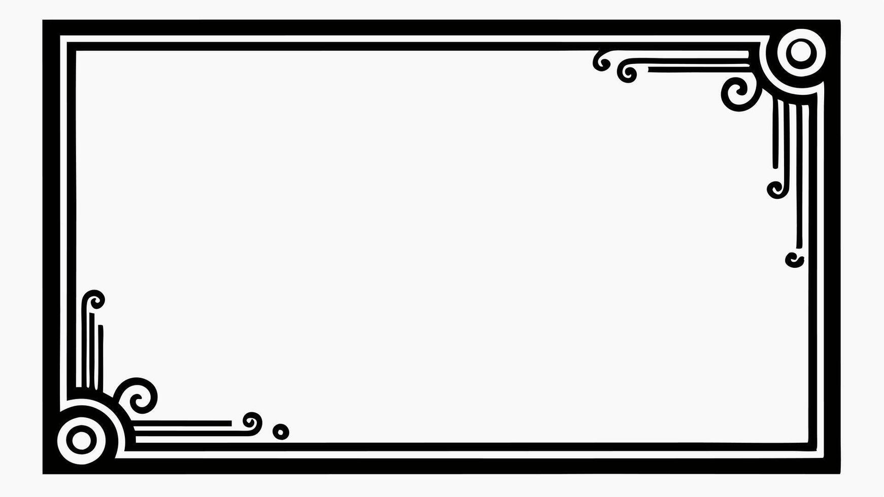 A black and white square frame with swirls vector