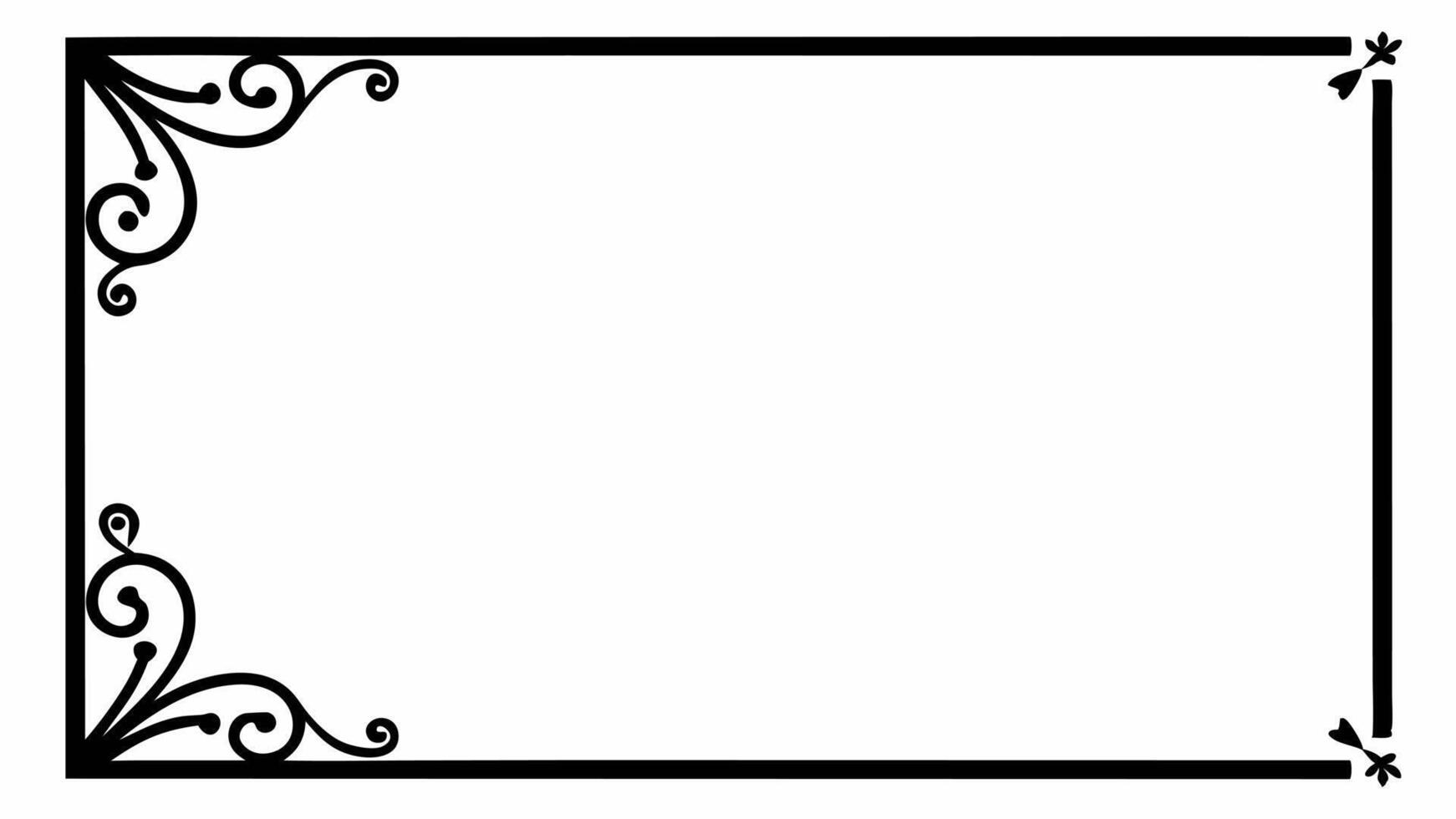 A black and white square frame with a scroll design vector