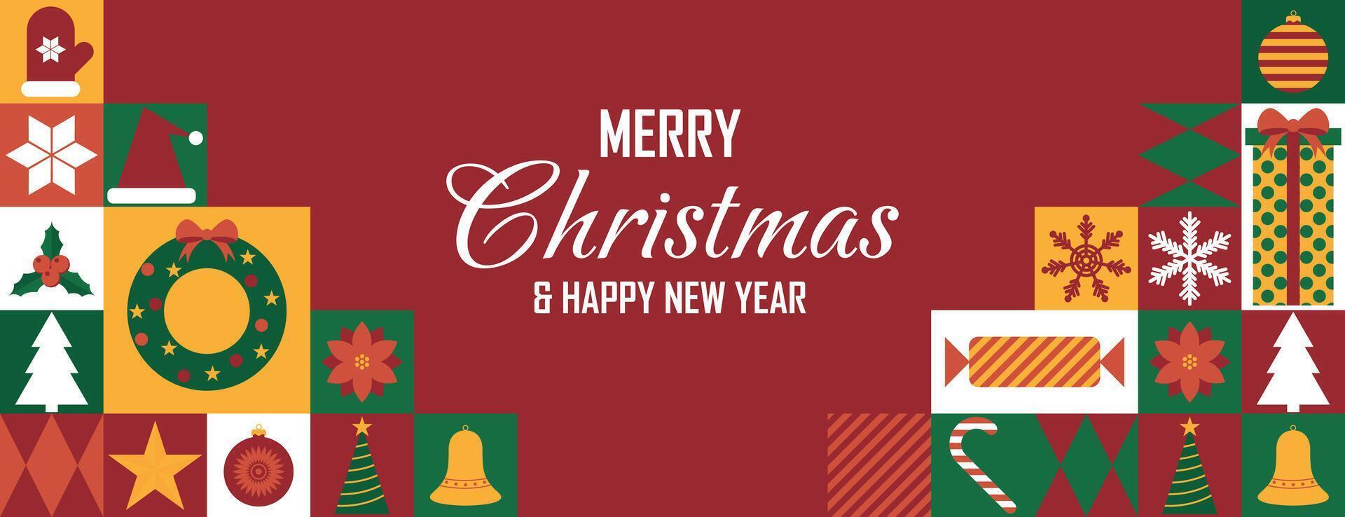 Modern abstract geometric banner. Poster design for winter holidays. Happy Christmas and New Year greeting card. illustration vector