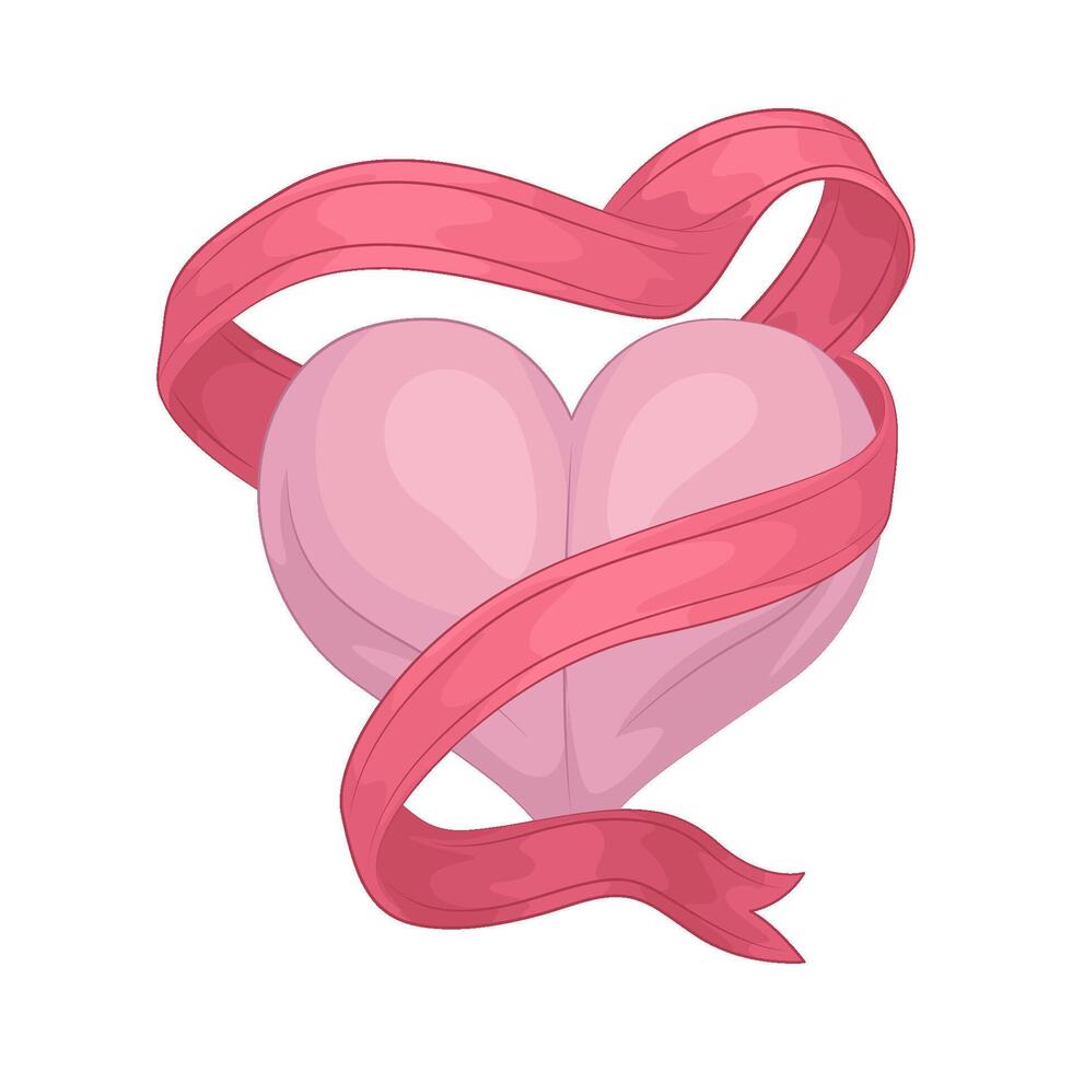 illustration of heart wrapped in ribbon vector