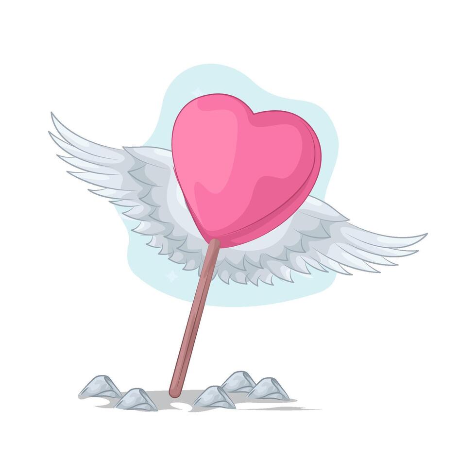 winged heart illustration vector