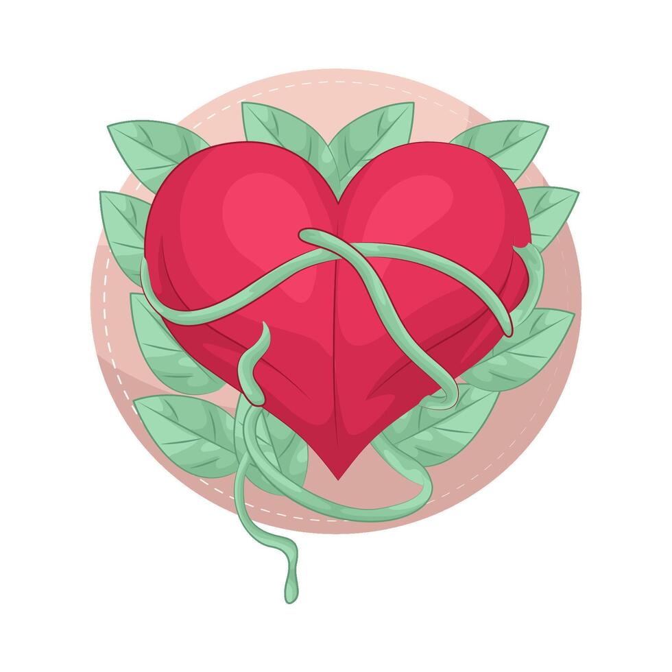 heart wrapped in leaves vector