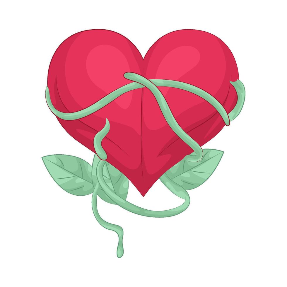 illustration of heart wrapped in leaves vector