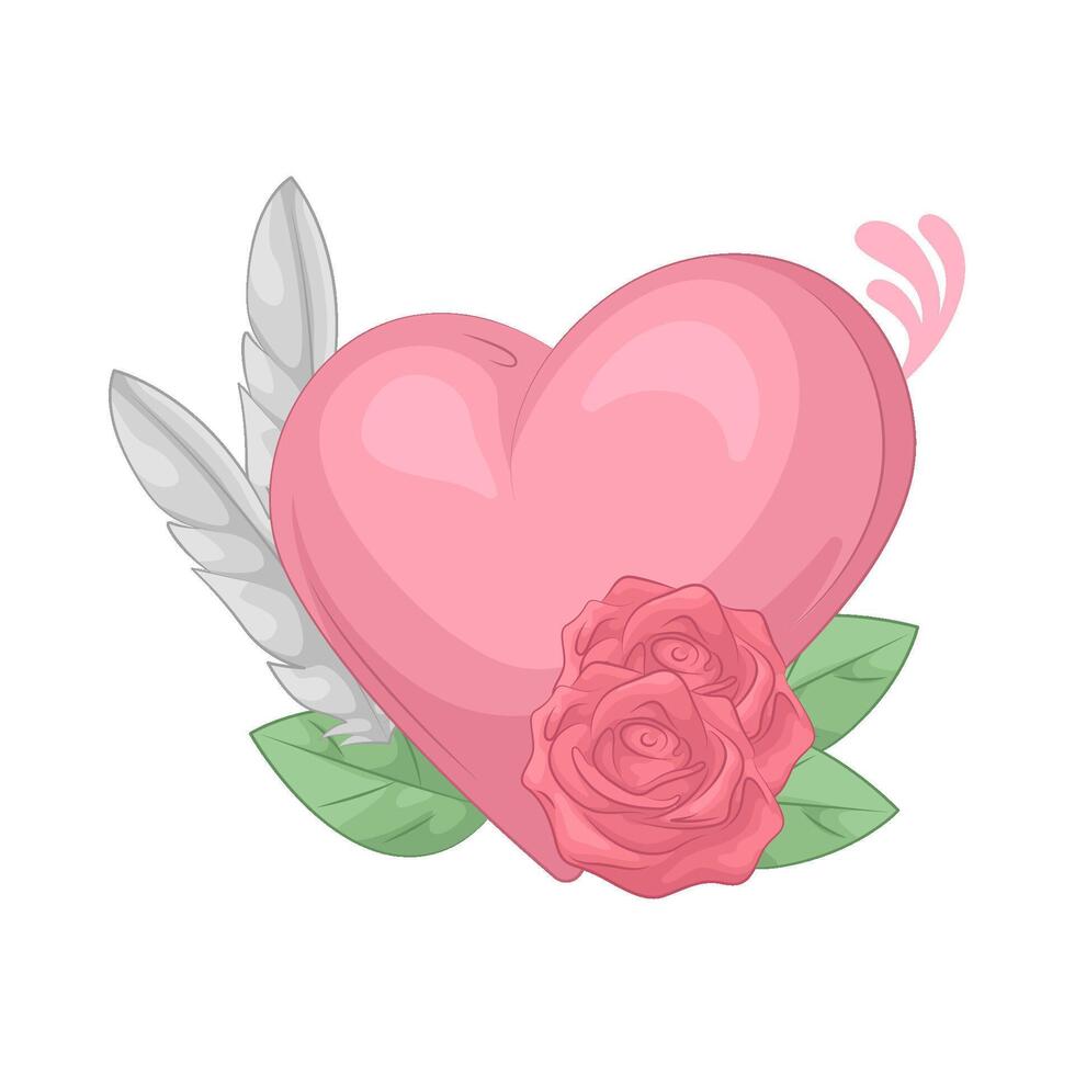 illustration of heart with rose vector