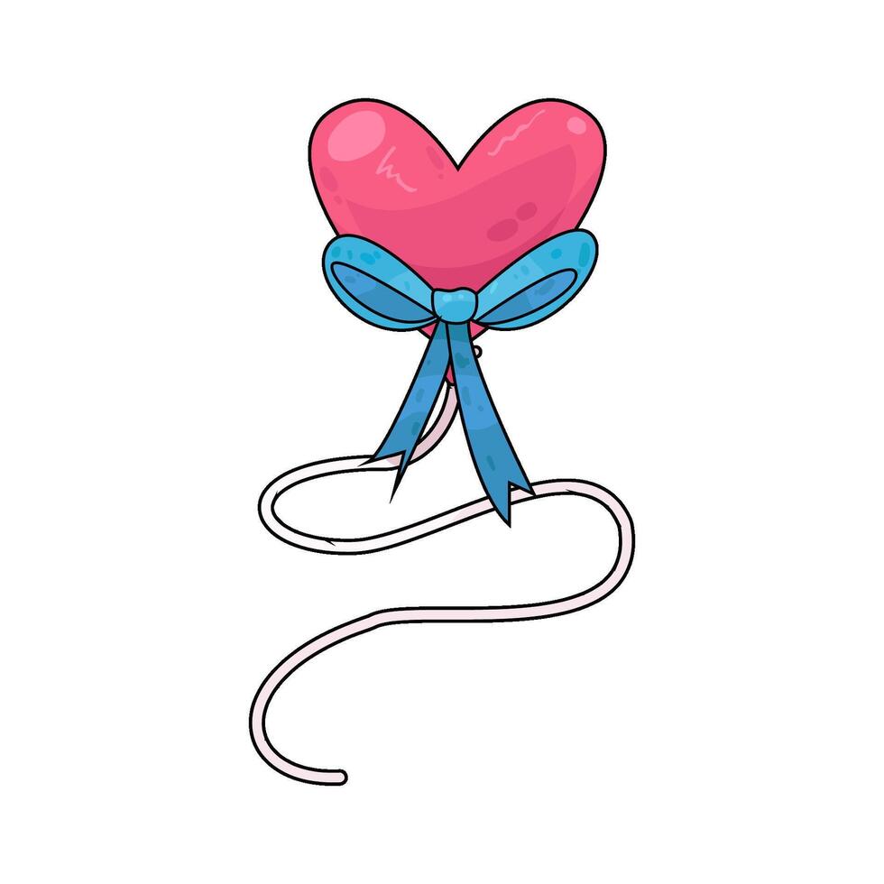 illustration of heart balloon with ribbon vector