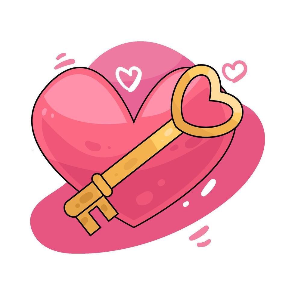 illustration of heart with love key vector