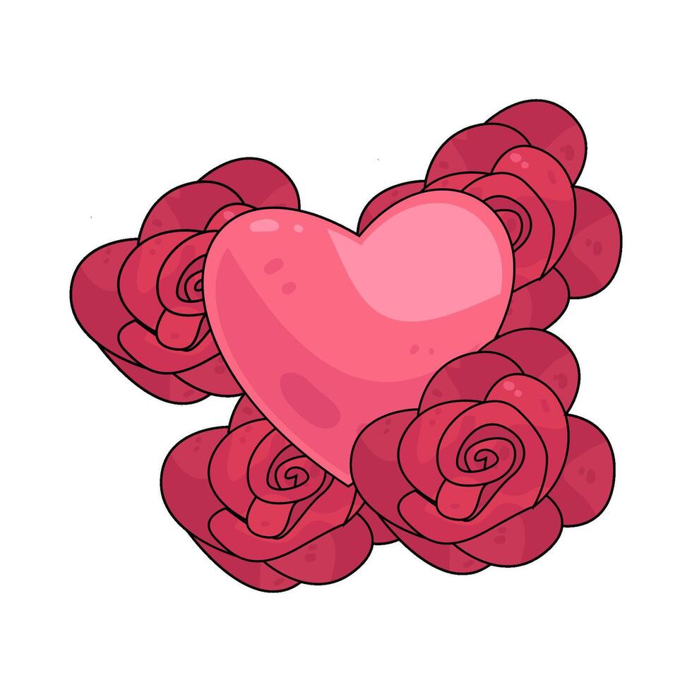 Beautiful Pink Hearts with rose vector