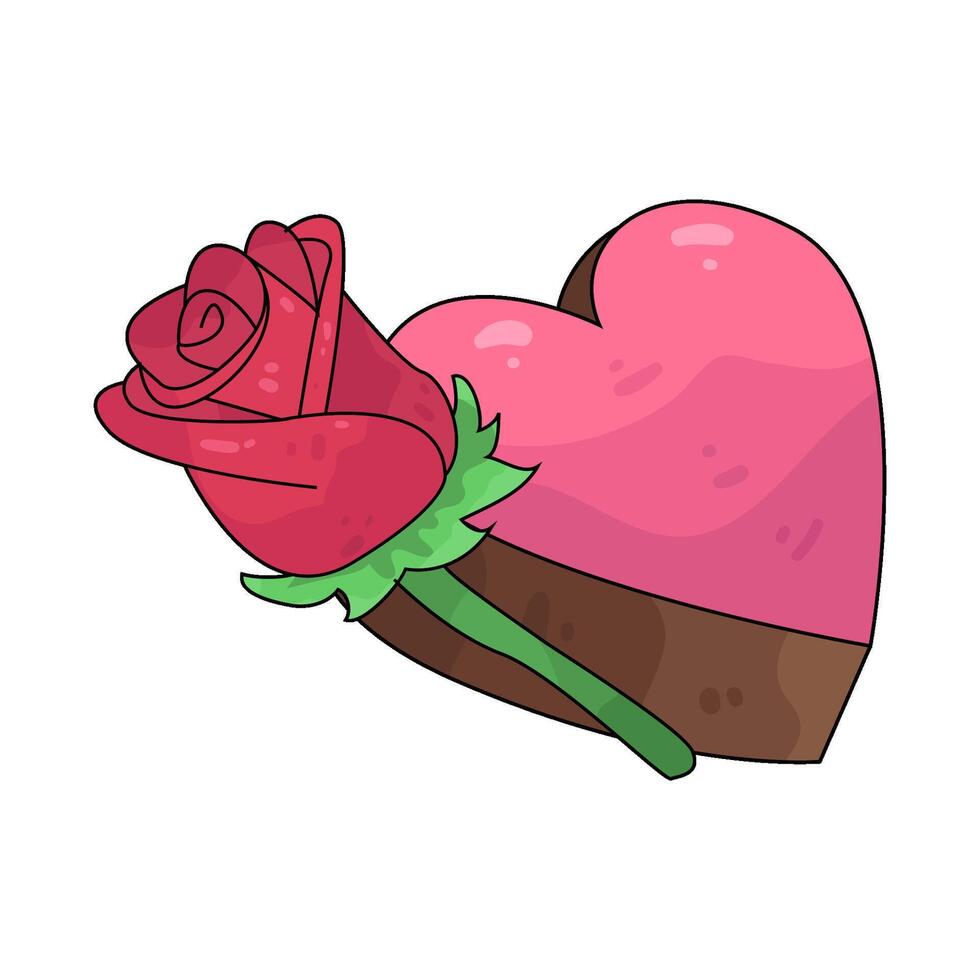 sweet chocolate heart with rose vector
