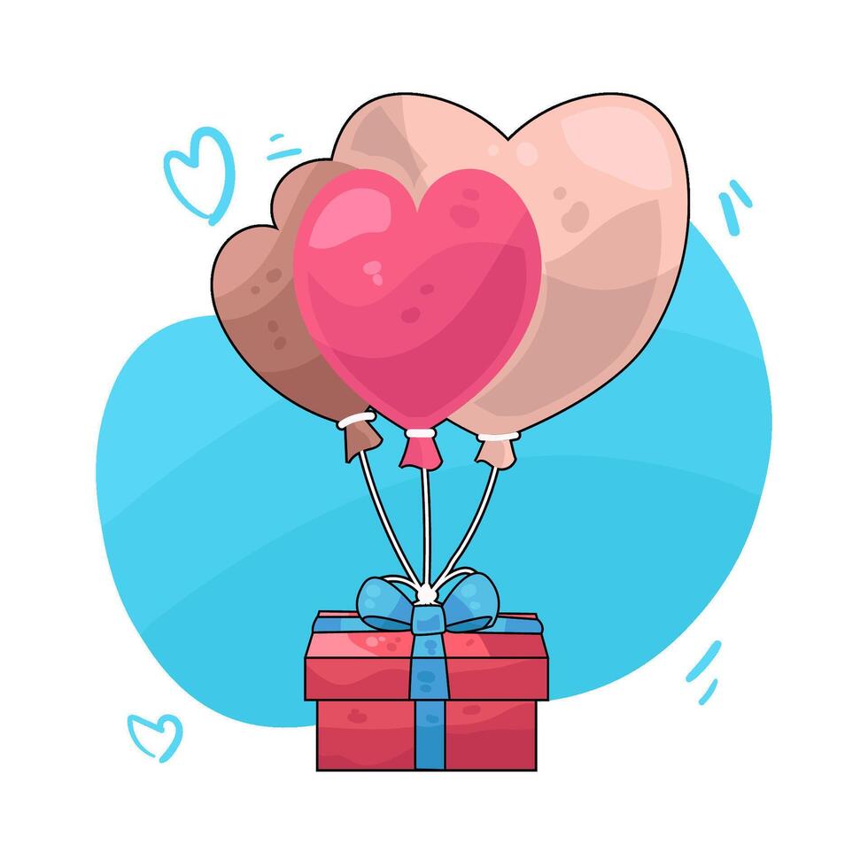 love balloon with gift box vector
