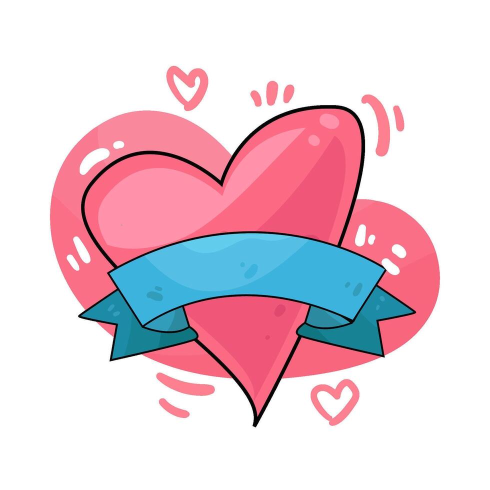 illustration of Beautiful Pink Hearts with ribbon vector