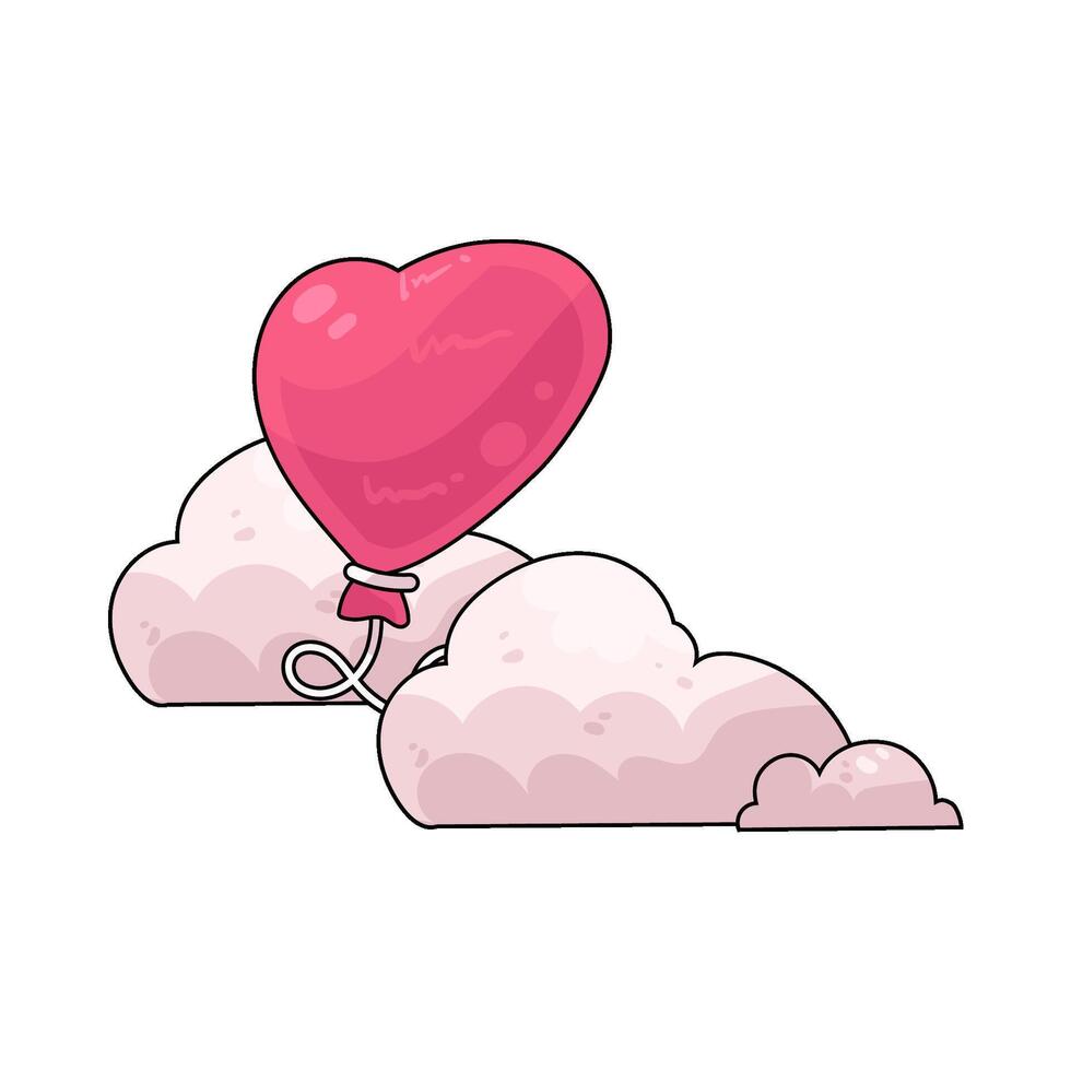 cloud with heart balloon vector