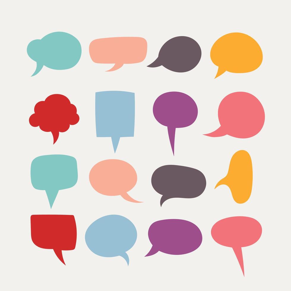 Simple Solid Color Speech Bubbles Collection vector