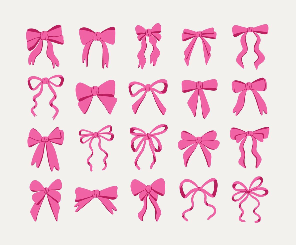 Pink Ribbon Bow Set for Decoration vector