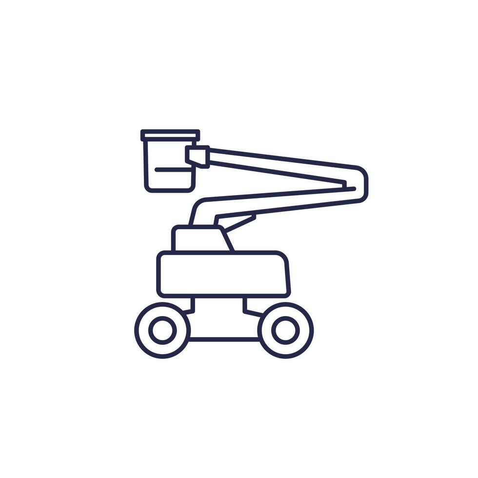 aerial work platform icon, AWP line vector