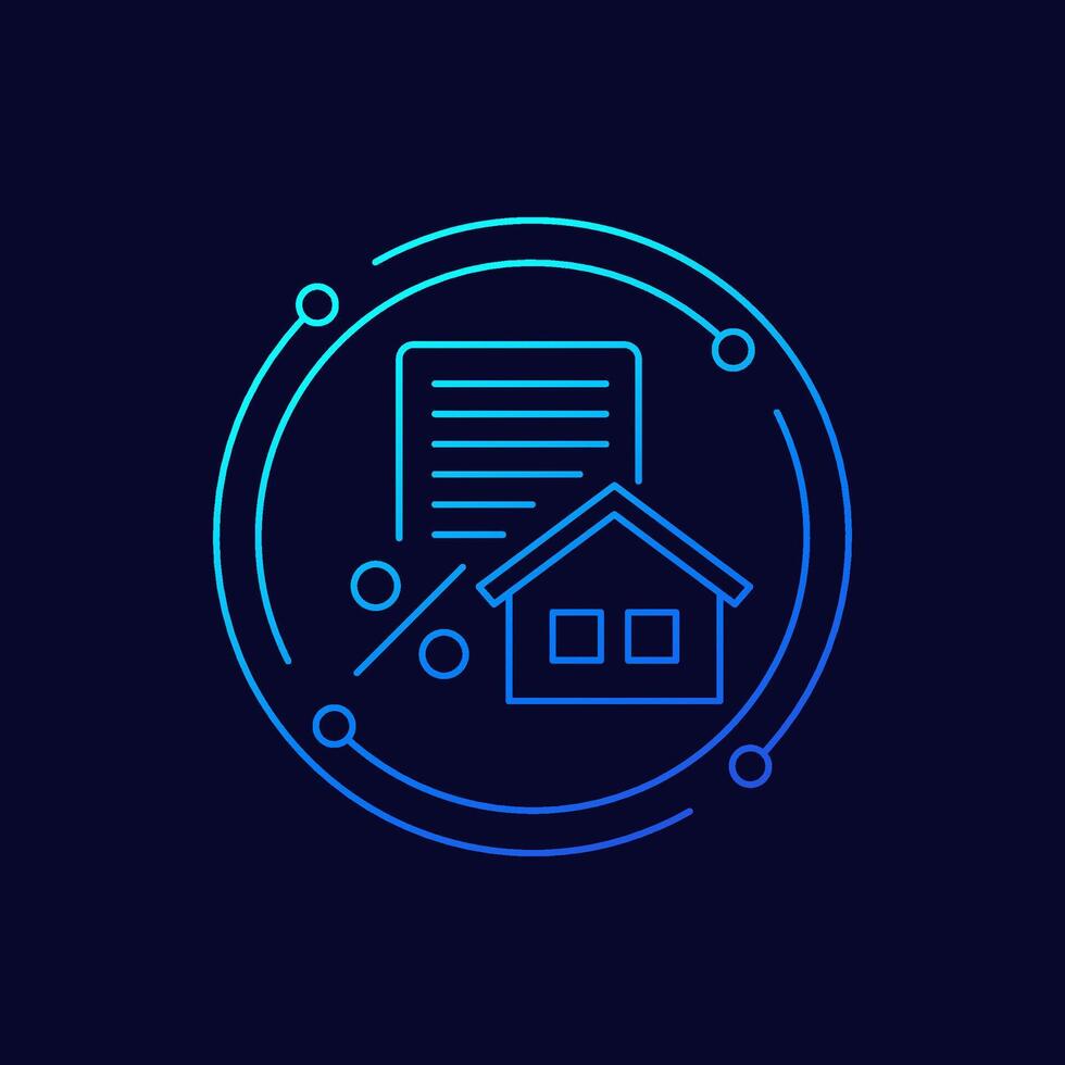 mortgage or house loan icon, linear design vector