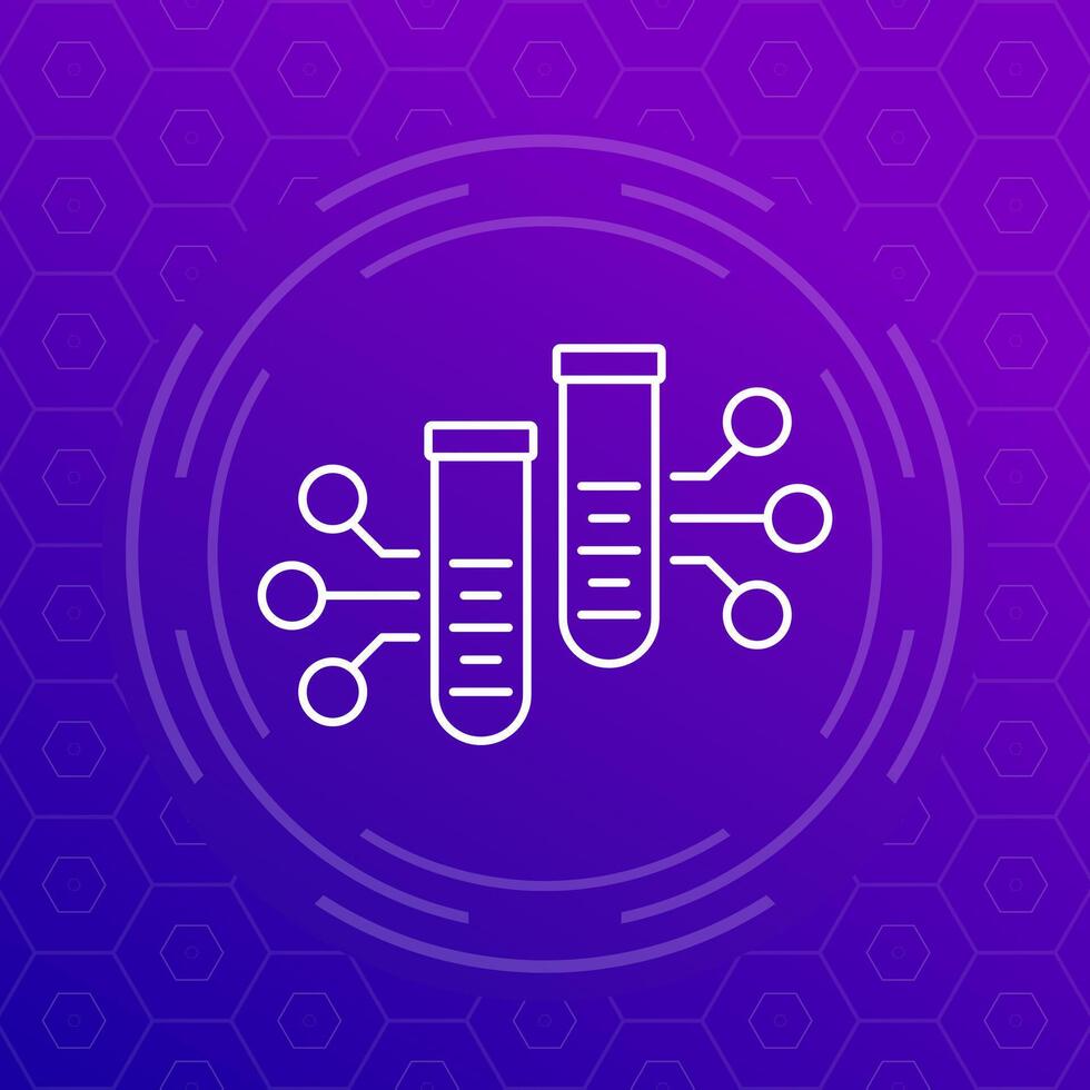 lab samples icon with test tubes, line vector