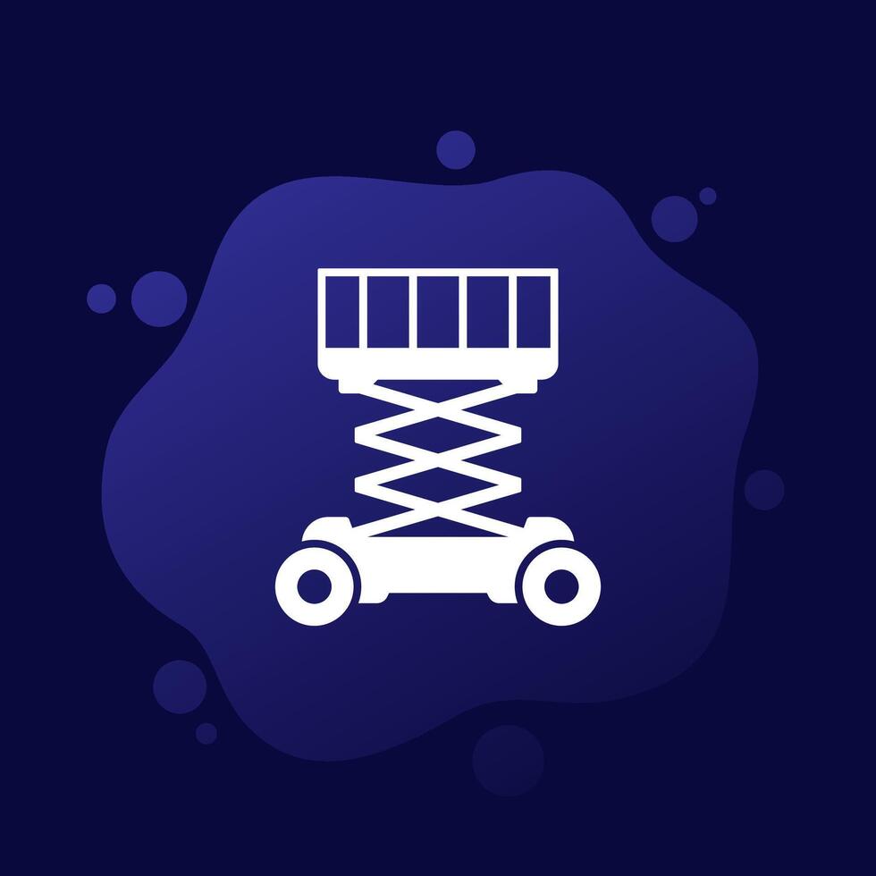 lifting platform icon, elevating work platform EWP vector