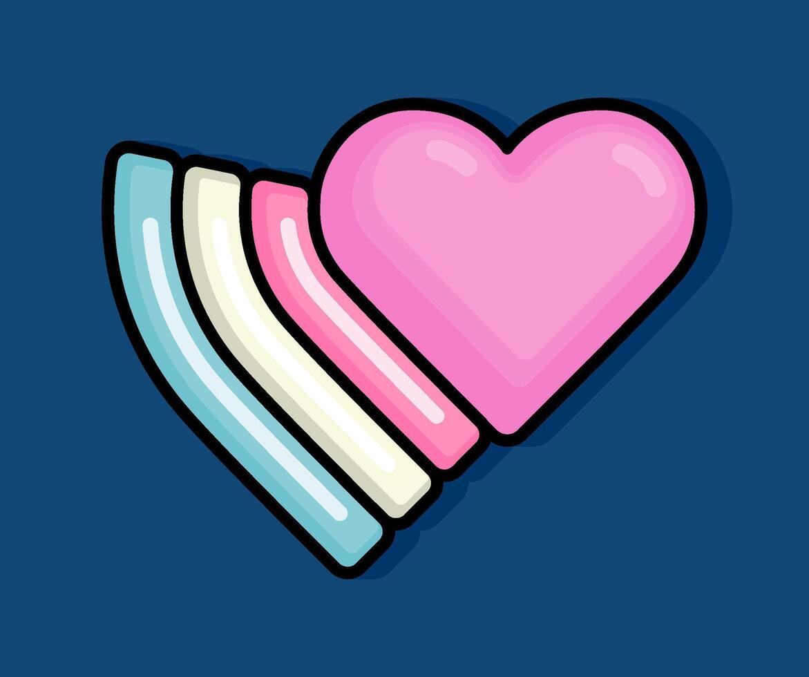 cartoon line style illustration of heart with rainbow symbolizes community. Clip art can be used for t shirt, clothing, print, banner, invitation, party card, sticker, pillow vector