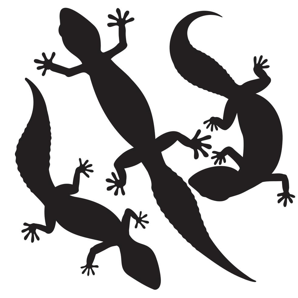 Black and white silhouette of a gecko vector