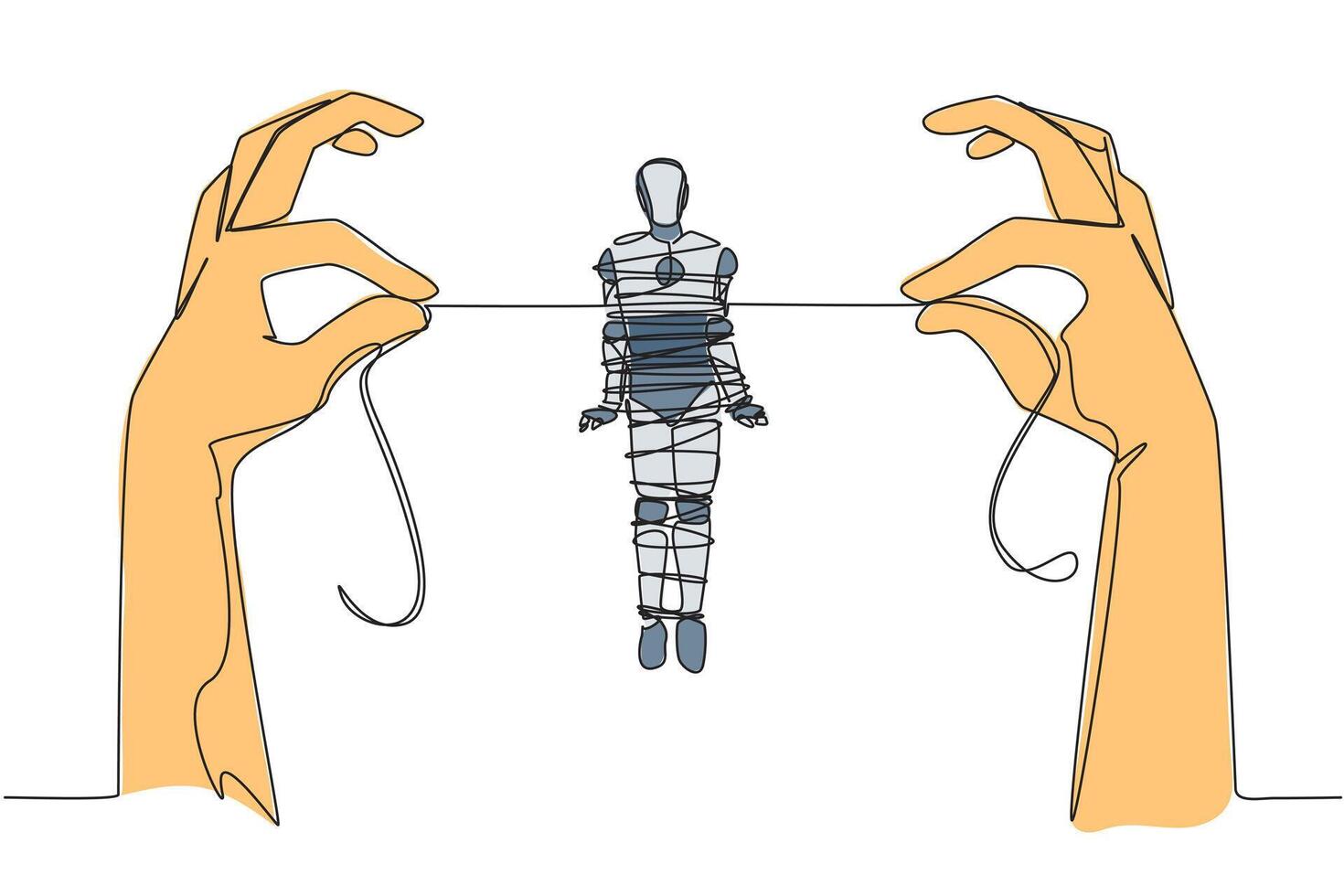 A drawing of a person holding a rope vector