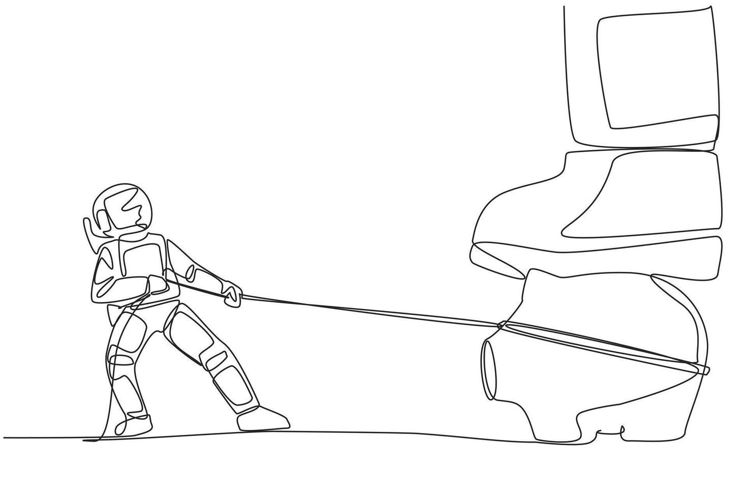 A drawing of a man pulling a rope vector