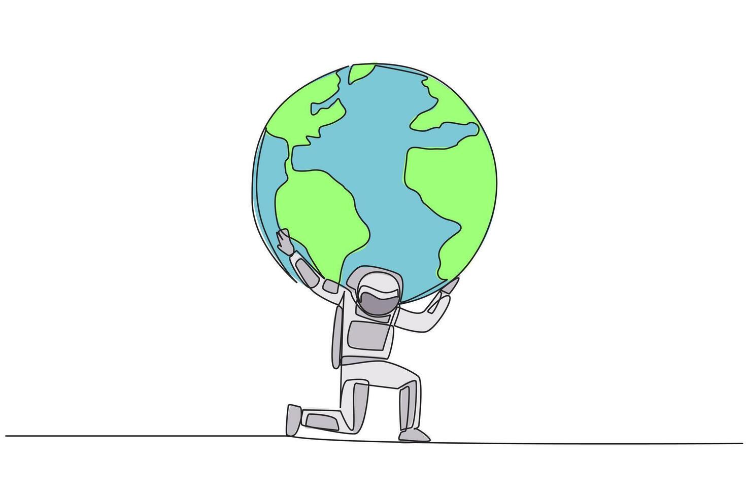 An astronaut carrying a globe on his back vector
