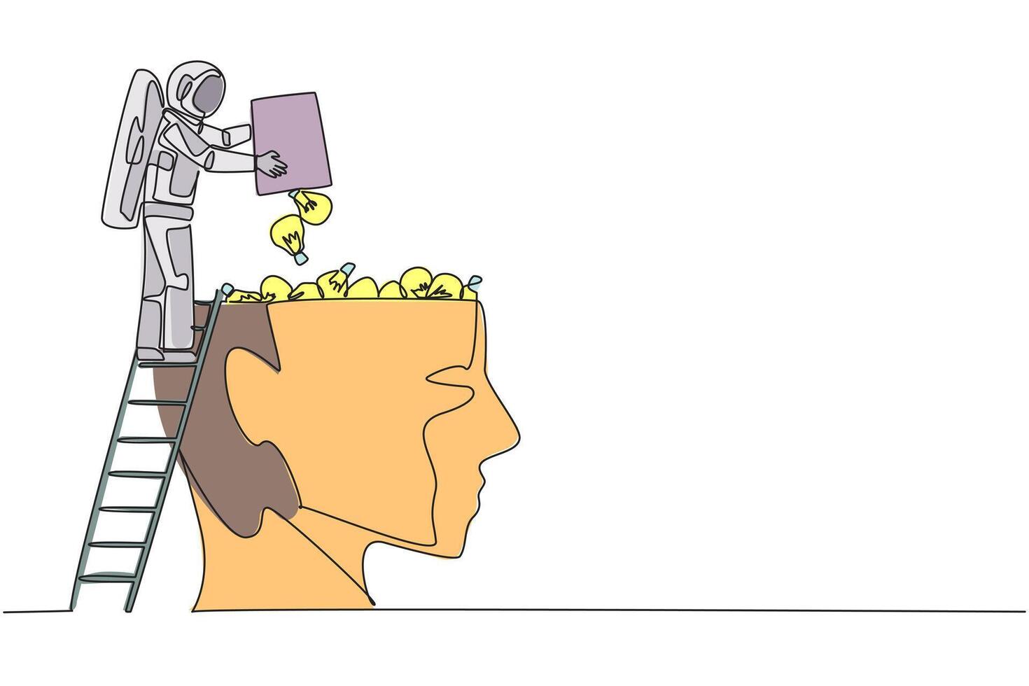 A cartoon of a man with a ladder on top of a head vector