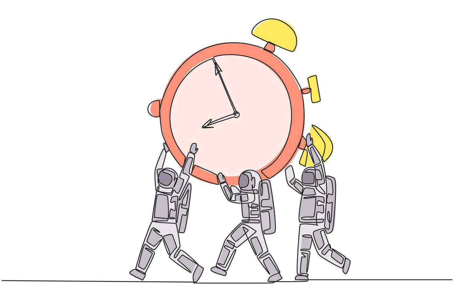 A cartoon of people carrying a clock vector