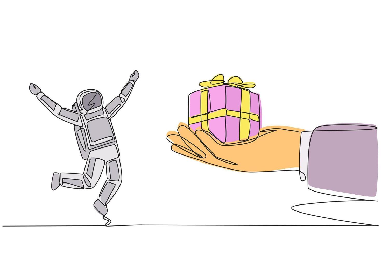 A cartoon of a person holding a gift box and a person running away vector