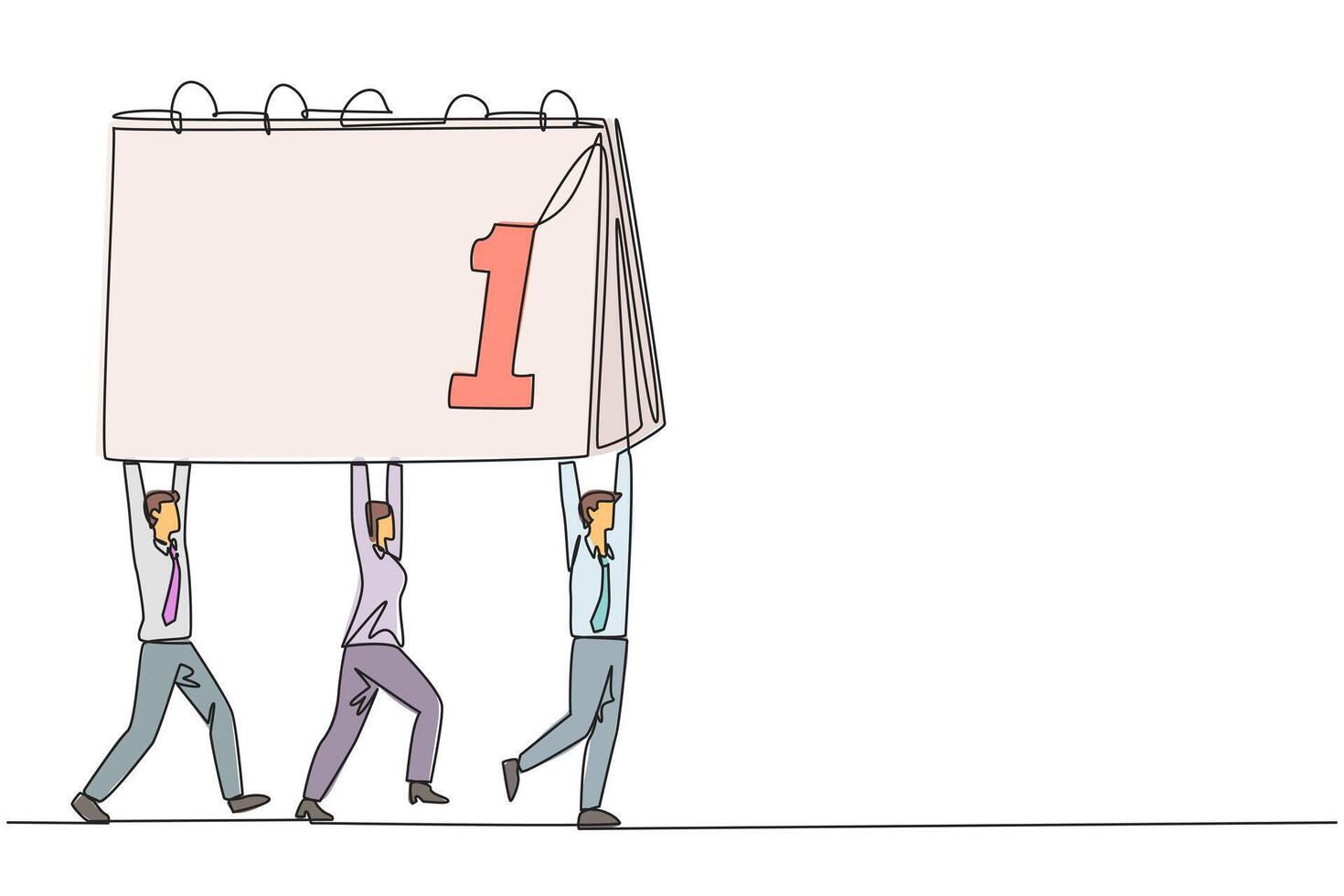 Businessmen carrying a calendar with the number one on it vector
