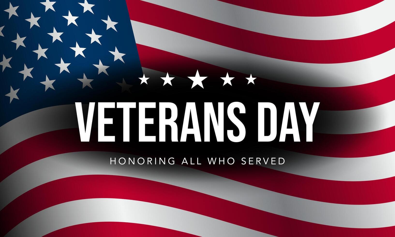 Veterans Day Background Design with waving American Flag. vector