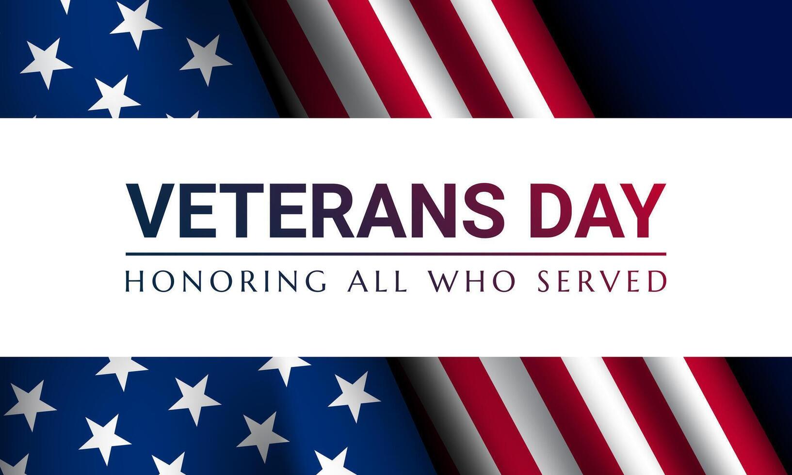 Veterans Day Background Design with American Flag on Blue Background. vector