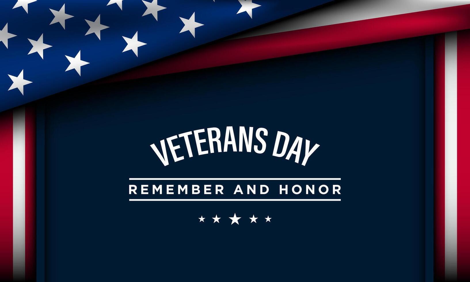 Veterans Day Remember and Honor with American Flag on Blue Background. vector