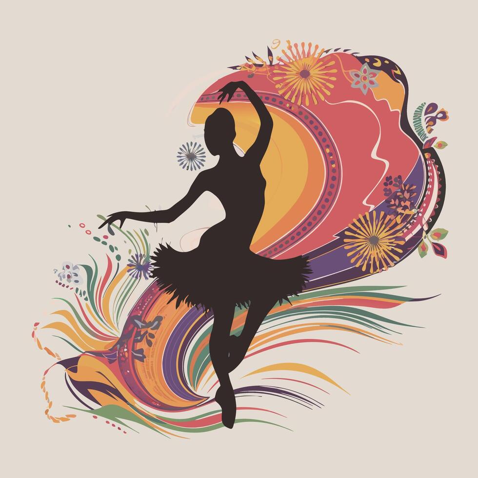 Hispanic Heritage Month Dance Silhouette Illustration Art vector