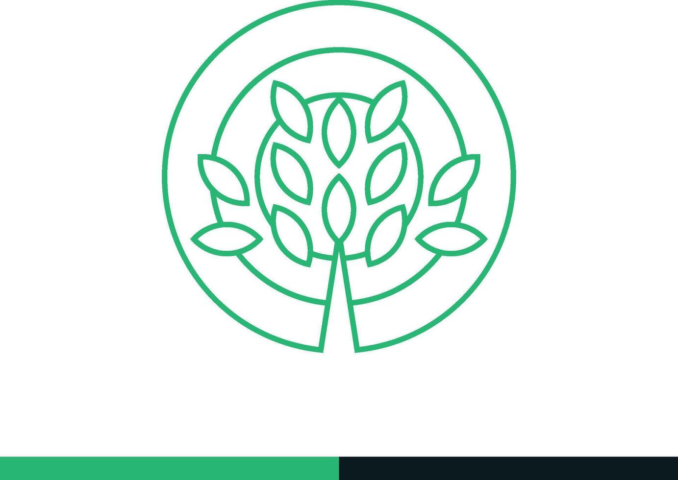 a drawing of a green flower with a green circle in the middle. vector