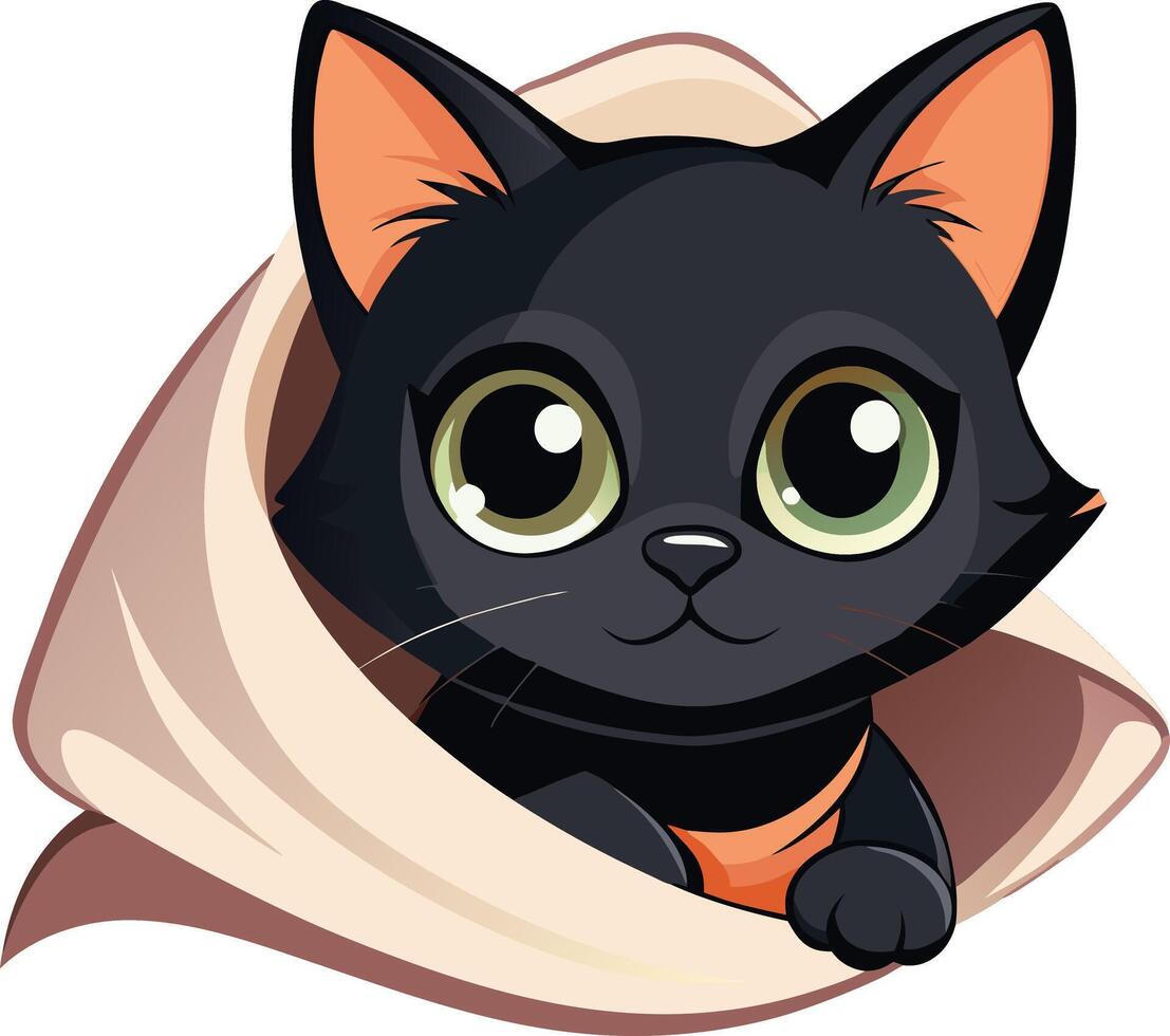 Peeking Black Cat Clipart vector