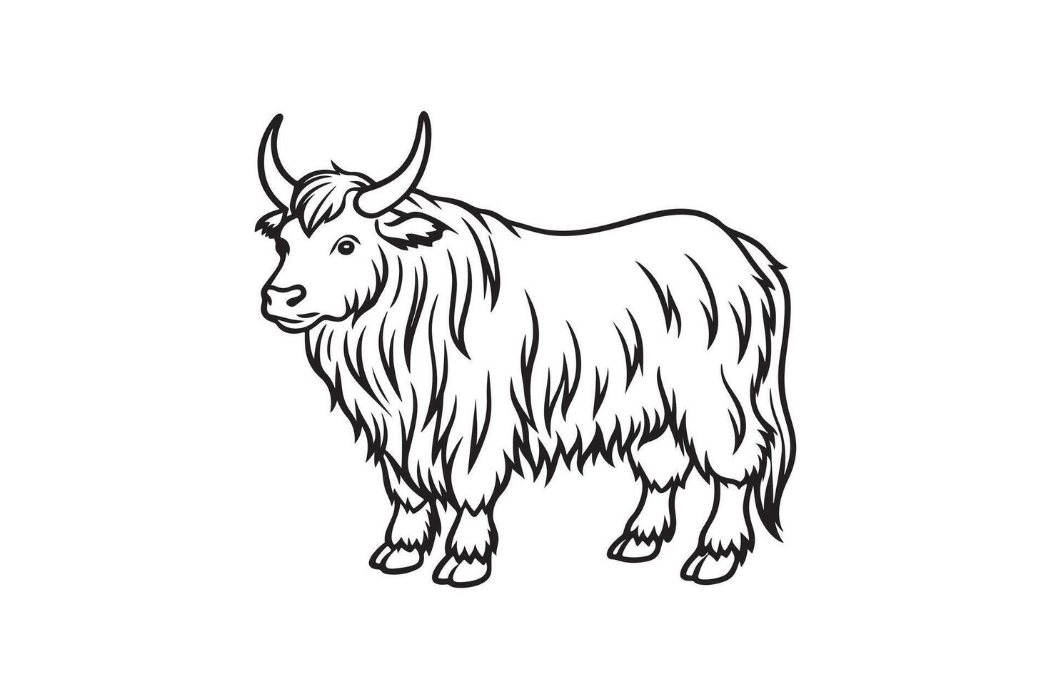 A yak is standing in a line on a white background vector