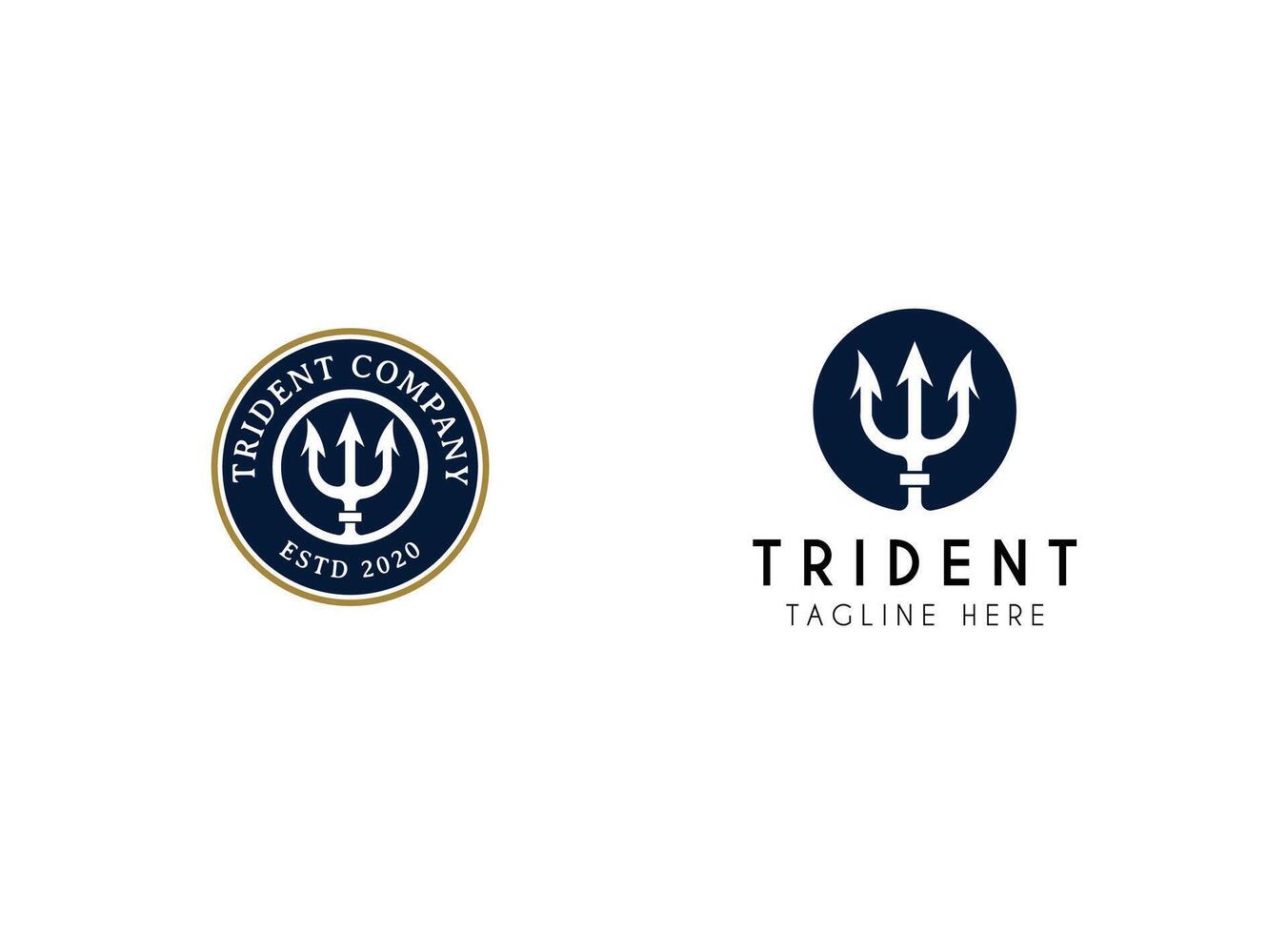 Vintage Trident Poseidon on circle logo design vector