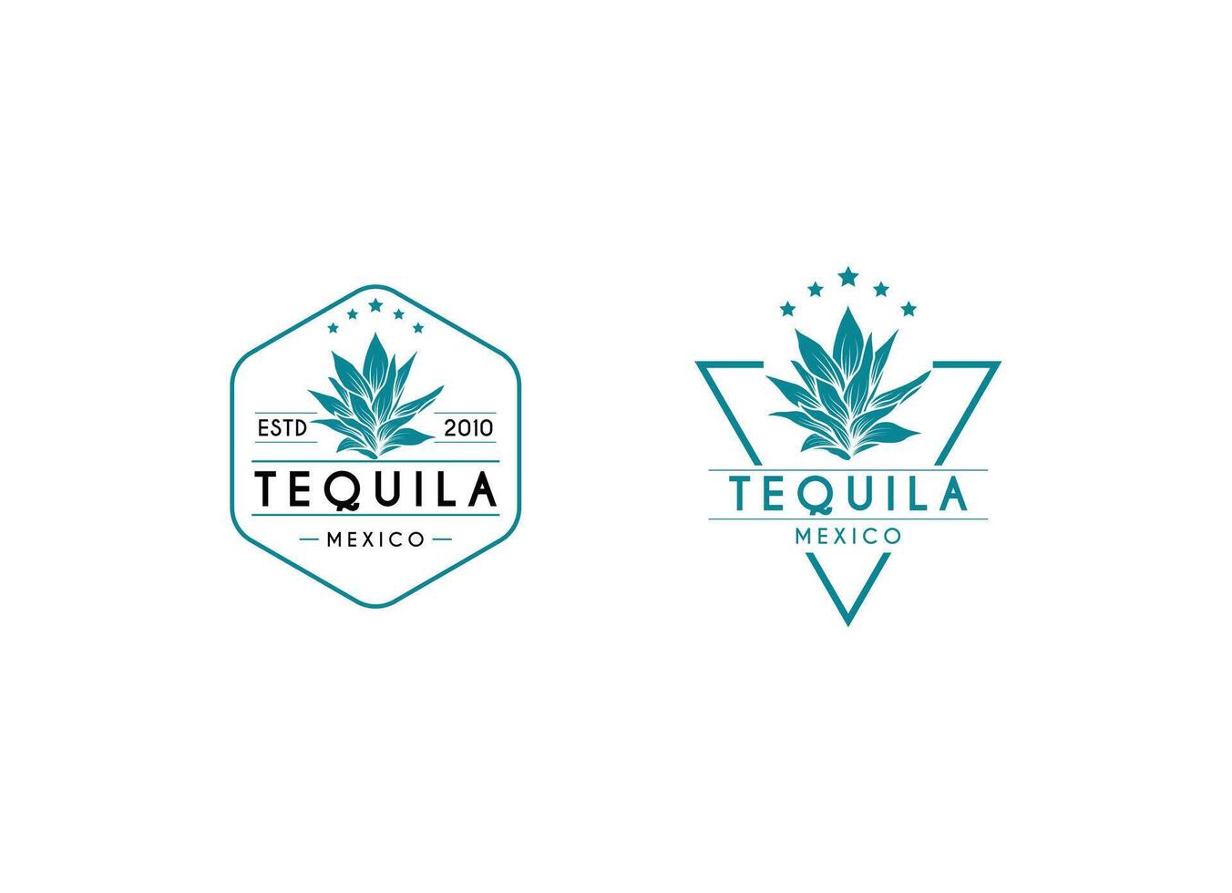 Mexican Blue Agave Plant for Tequila Drink Vintage Label Logo Design vector