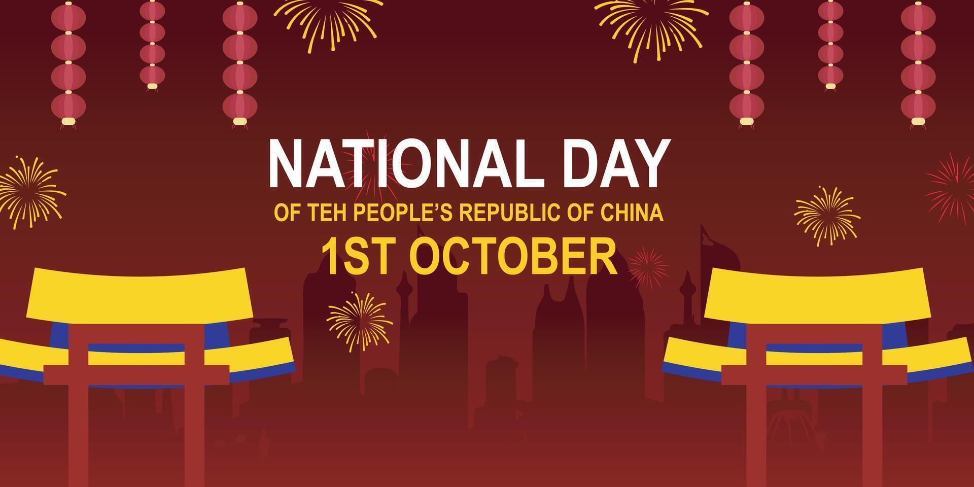 Banner china national day 1st October vector