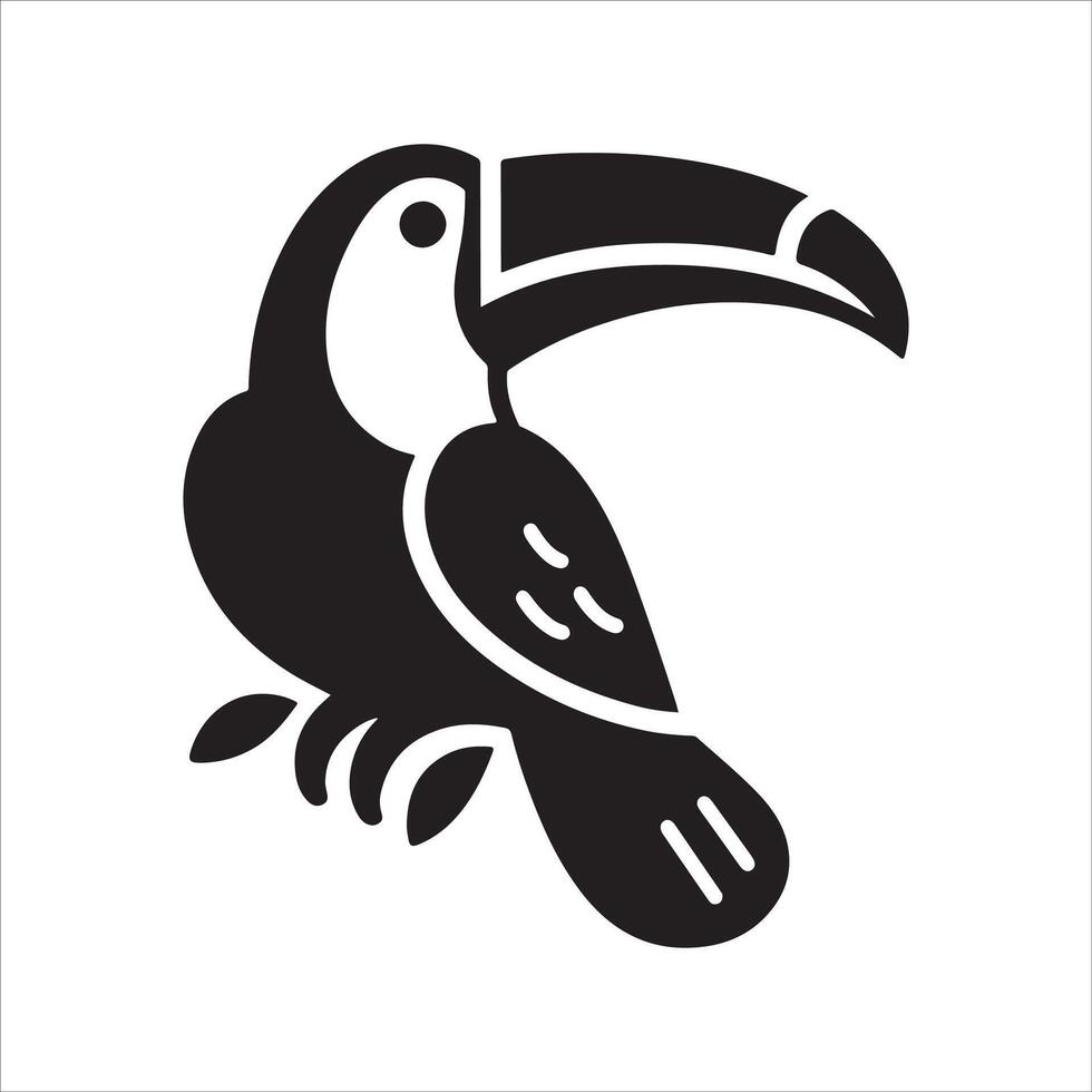 Sleek Toucan Bird Silhouette Logo Clipart in Black on White Background vector