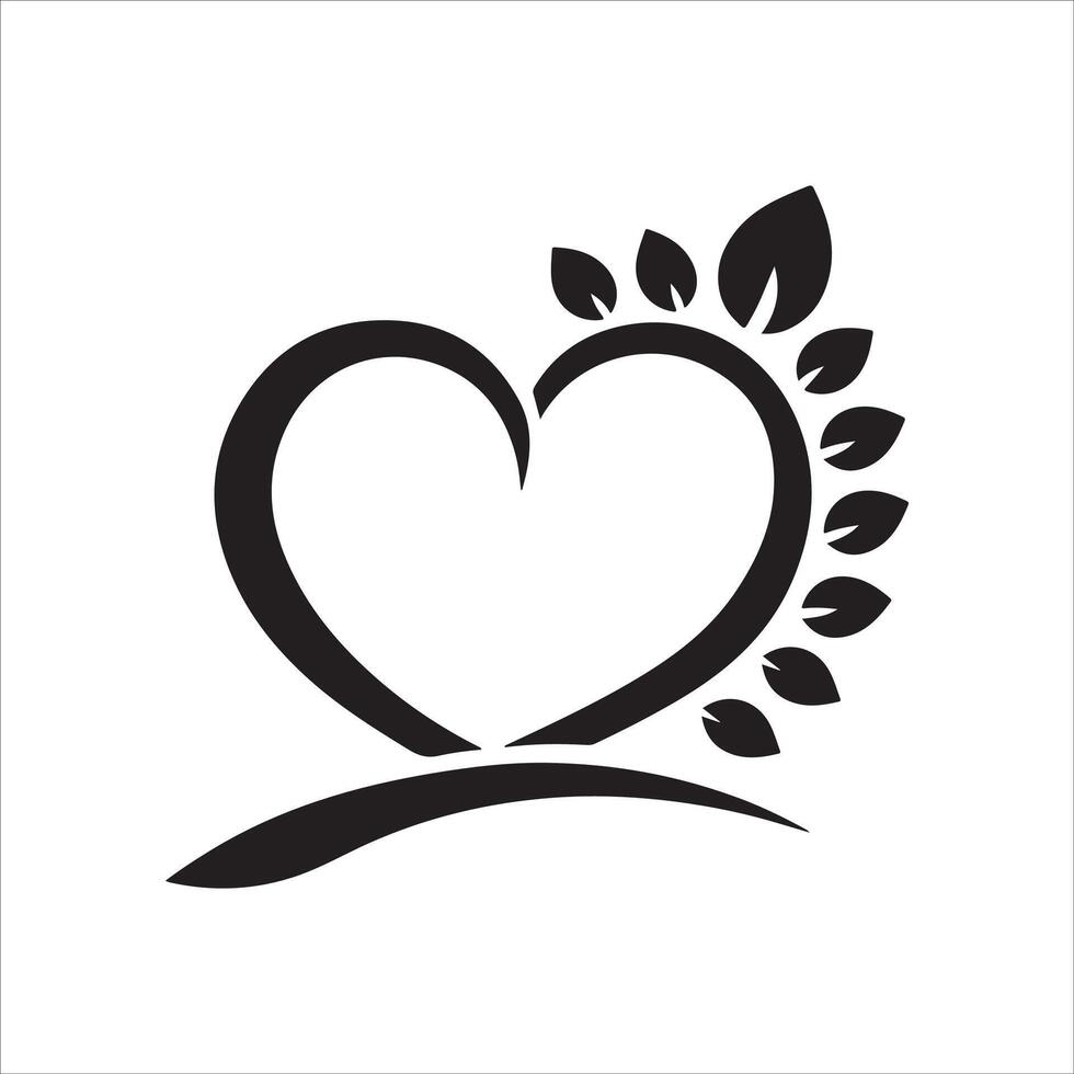Romantic Valentine's Heart silhouette logo drawn Love on White Background vector